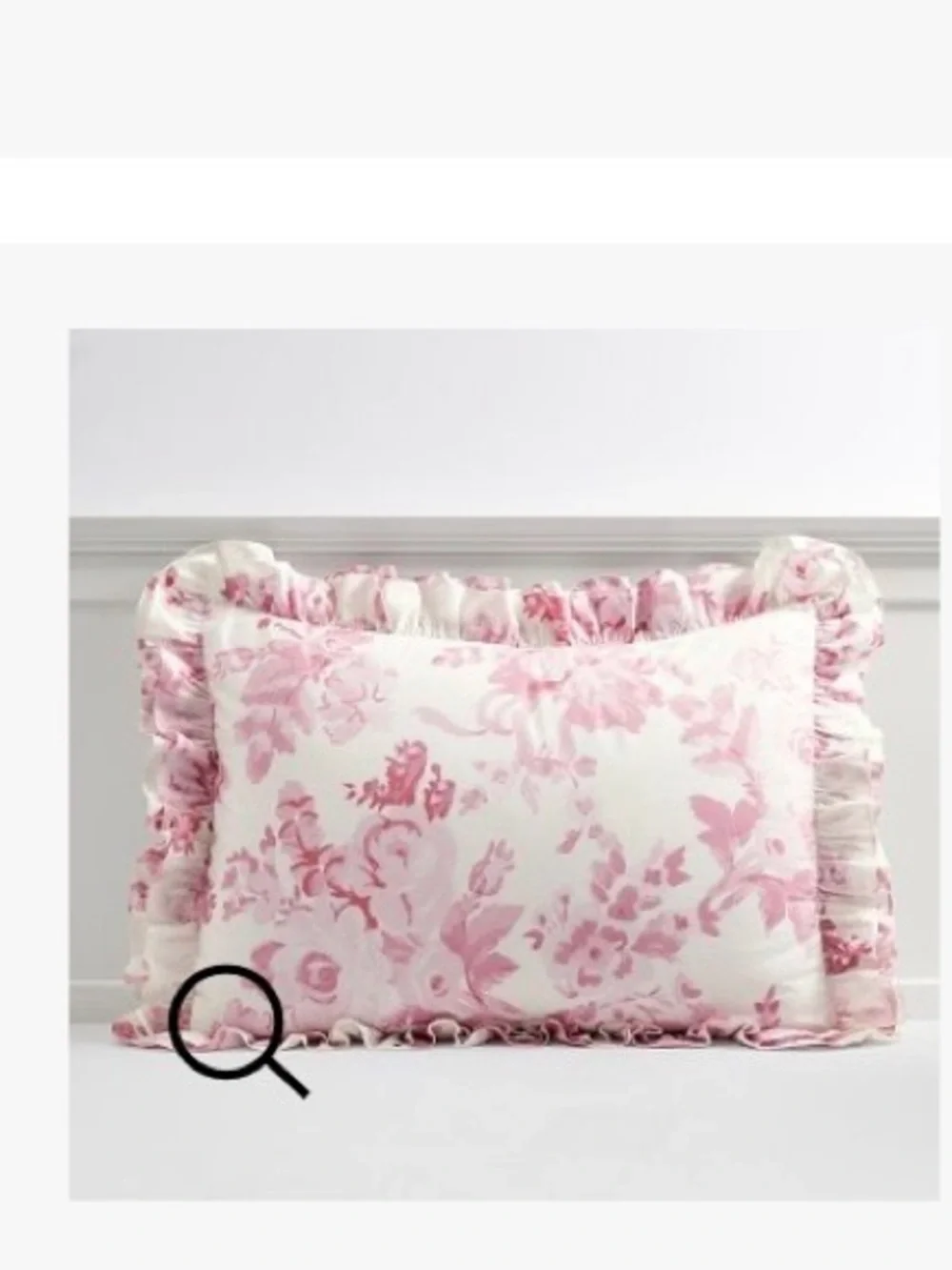 LoveShackFancy Pink & White Damask Floral Standard Ruffle Sham Pillow Case